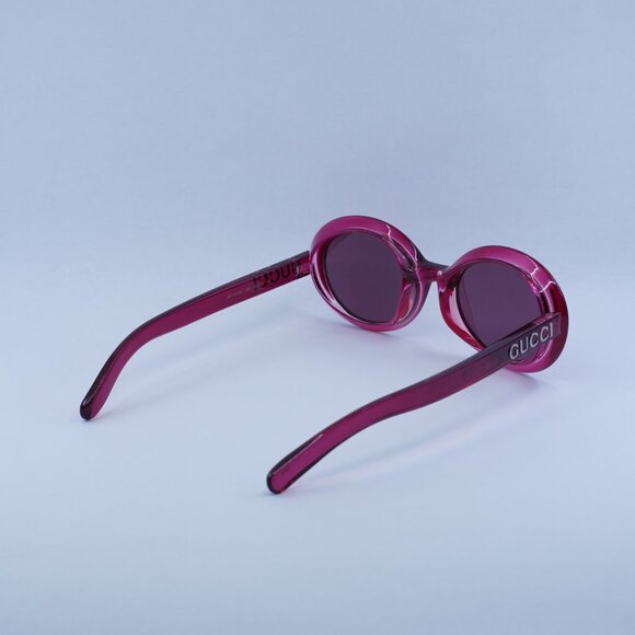 Gucci GG1722SA 004 Sunglasses Shiny Transparent Dark Cyclamen Round Frame main image 7